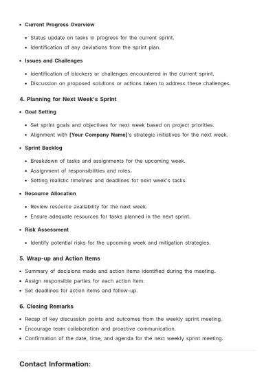 Free Weekly Sprint Meeting Agenda Template to Edit Online