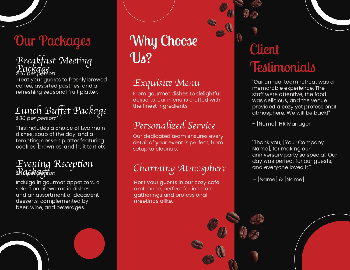 Free Cafe Event Brochure Template to Edit Online