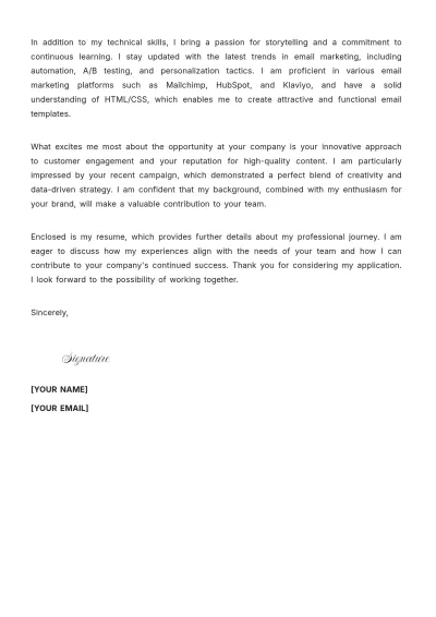 Free Email Copywriter Cover Letter to Edit Online