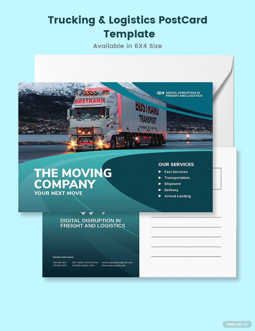 Trucking Logistics Post Card Template