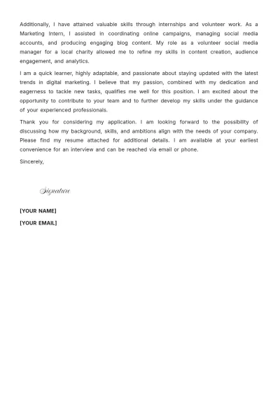 Free Digital Marketing Cover Letter with No Experience to Edit Online