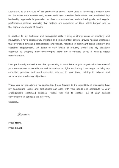Free Digital Marketing Project Manager Cover Letter to Edit Online