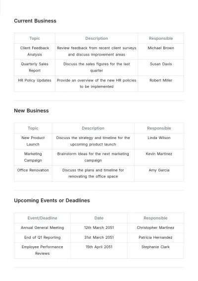 Free Weekly Manager Meeting Agenda Template to Edit Online