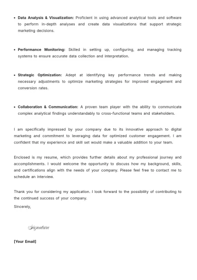 Free Digital Marketing Analyst Cover Letter to Edit Online
