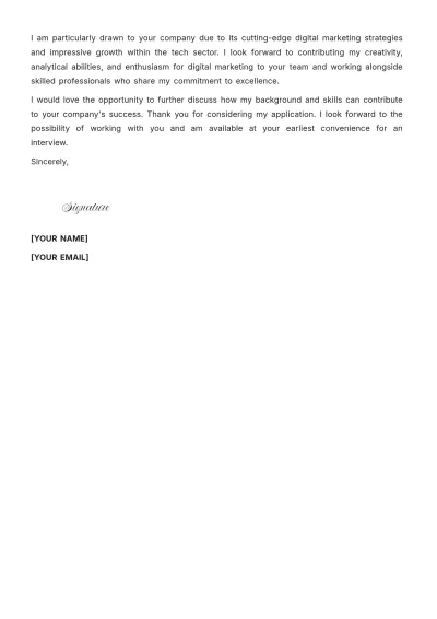 Free Entry Level Digital Marketing Cover Letter to Edit Online