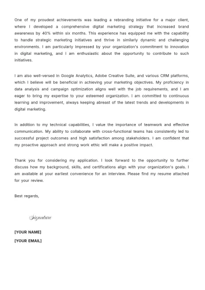 Free Email Cover Letter for Job to Edit Online