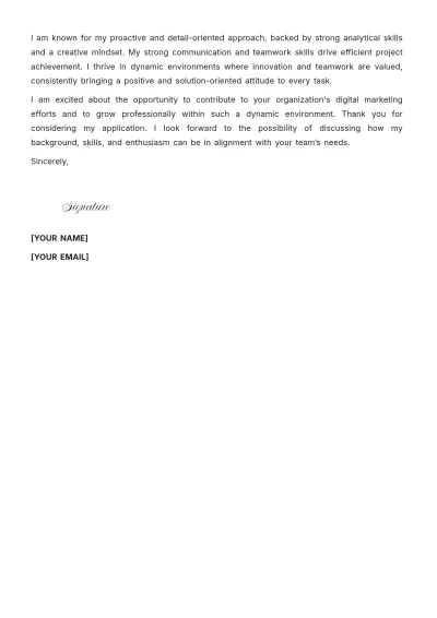 Free Fresher Digital Marketing Cover Letter to Edit Online