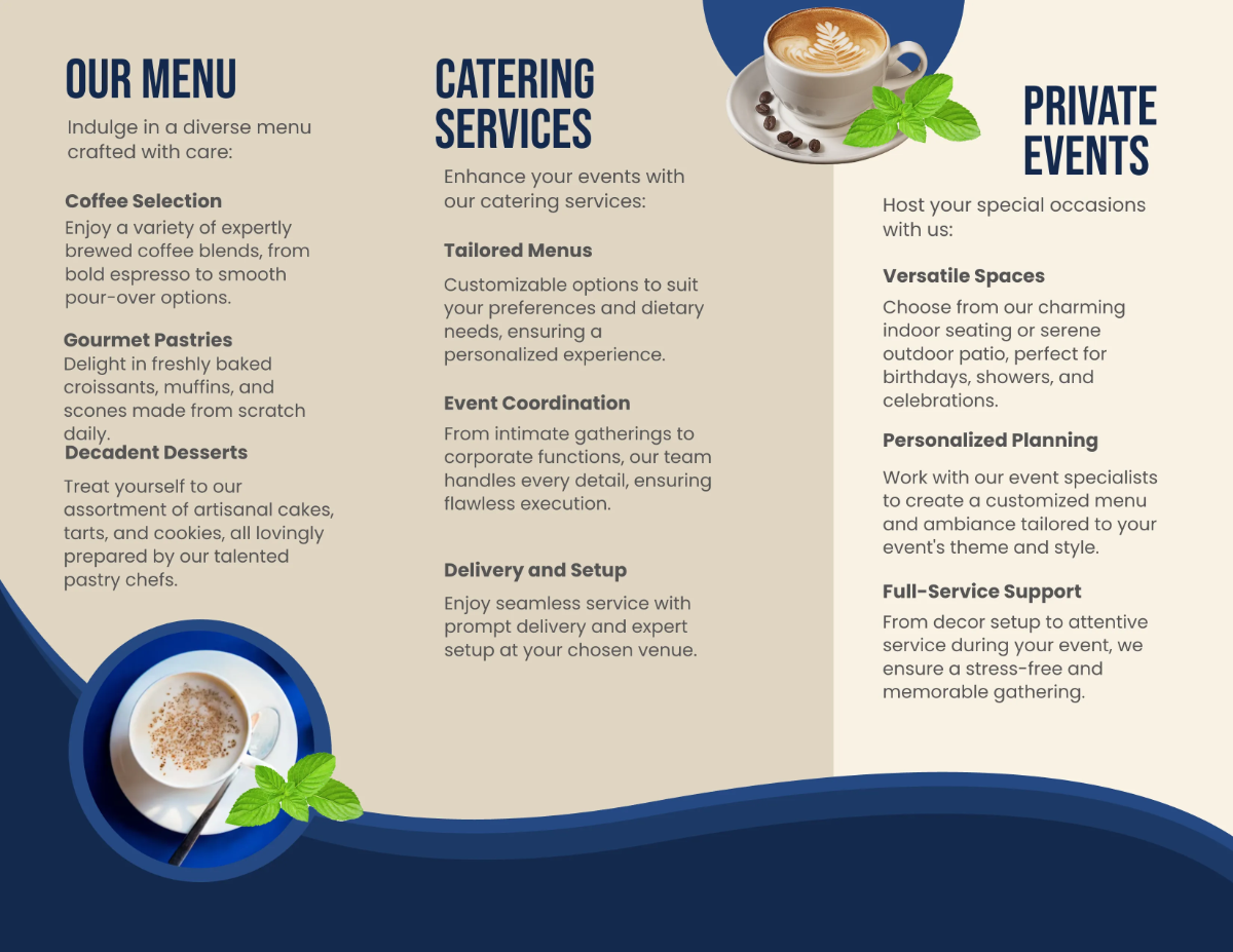 Free Cafe Service Brochure Template to Edit Online