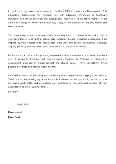 Free Healthcare Executive Cover Letter to Edit Online