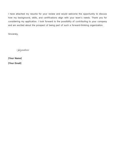 Free Software Engineer Email Cover Letter to Edit Online