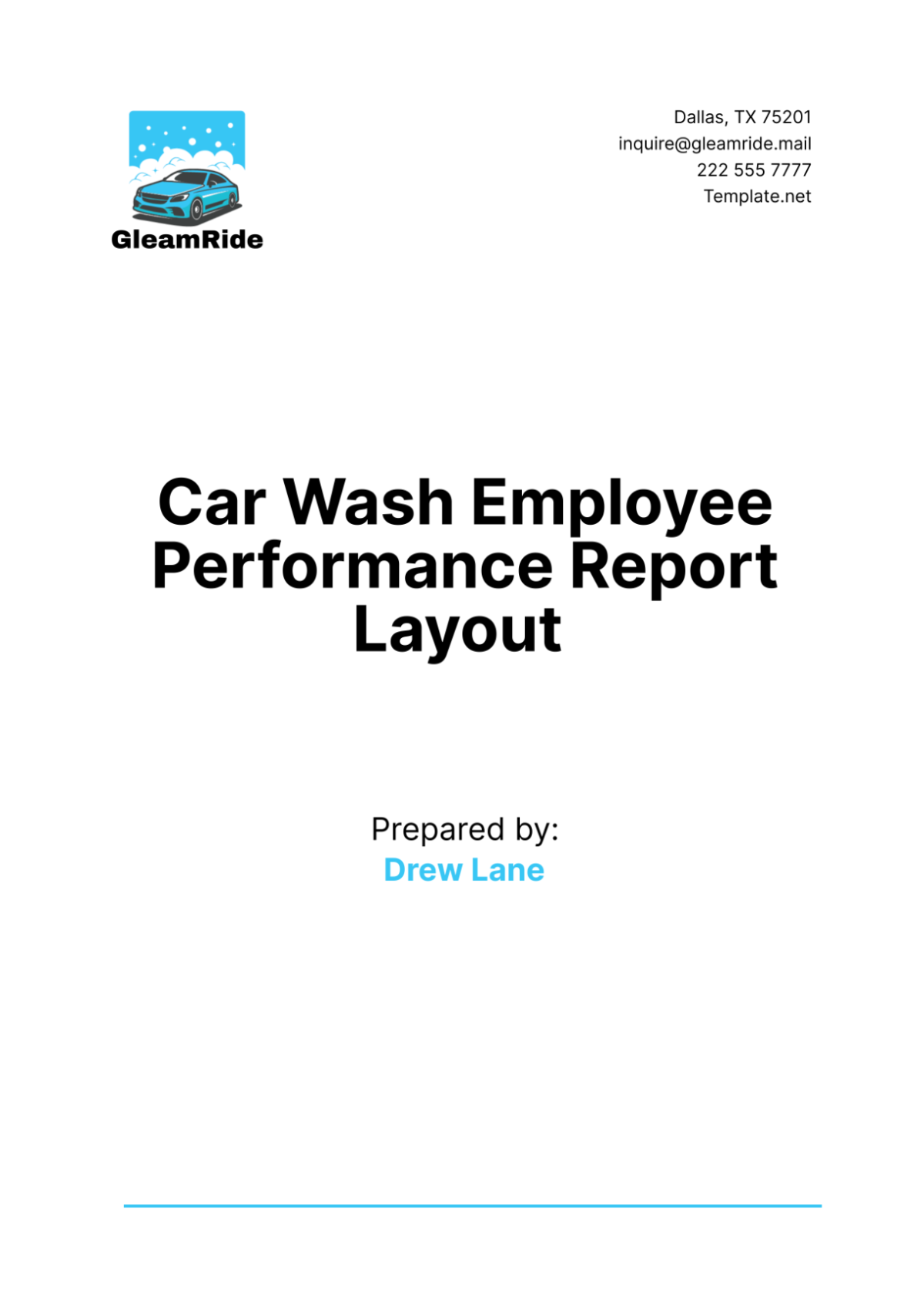 Car Wash Employee Performance Report Layout Template - Edit Online & Download