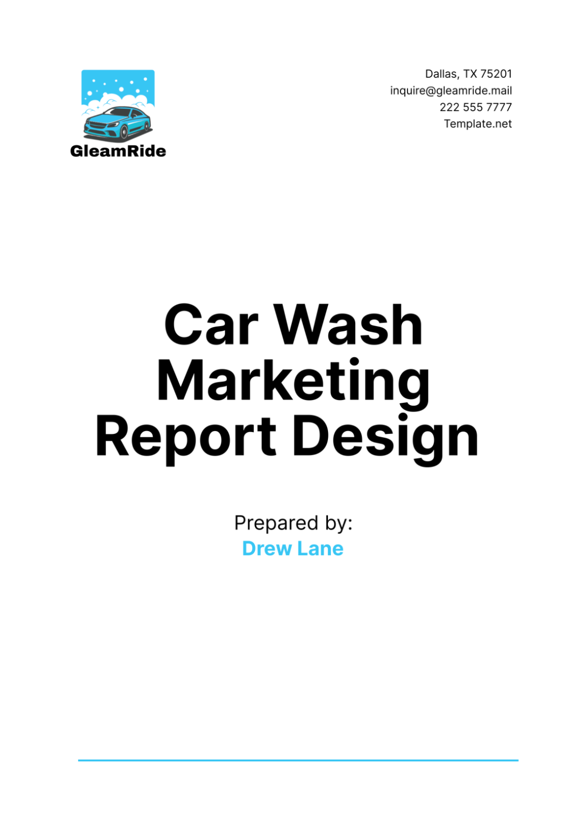 Car Wash Marketing Report Design Template - Edit Online & Download