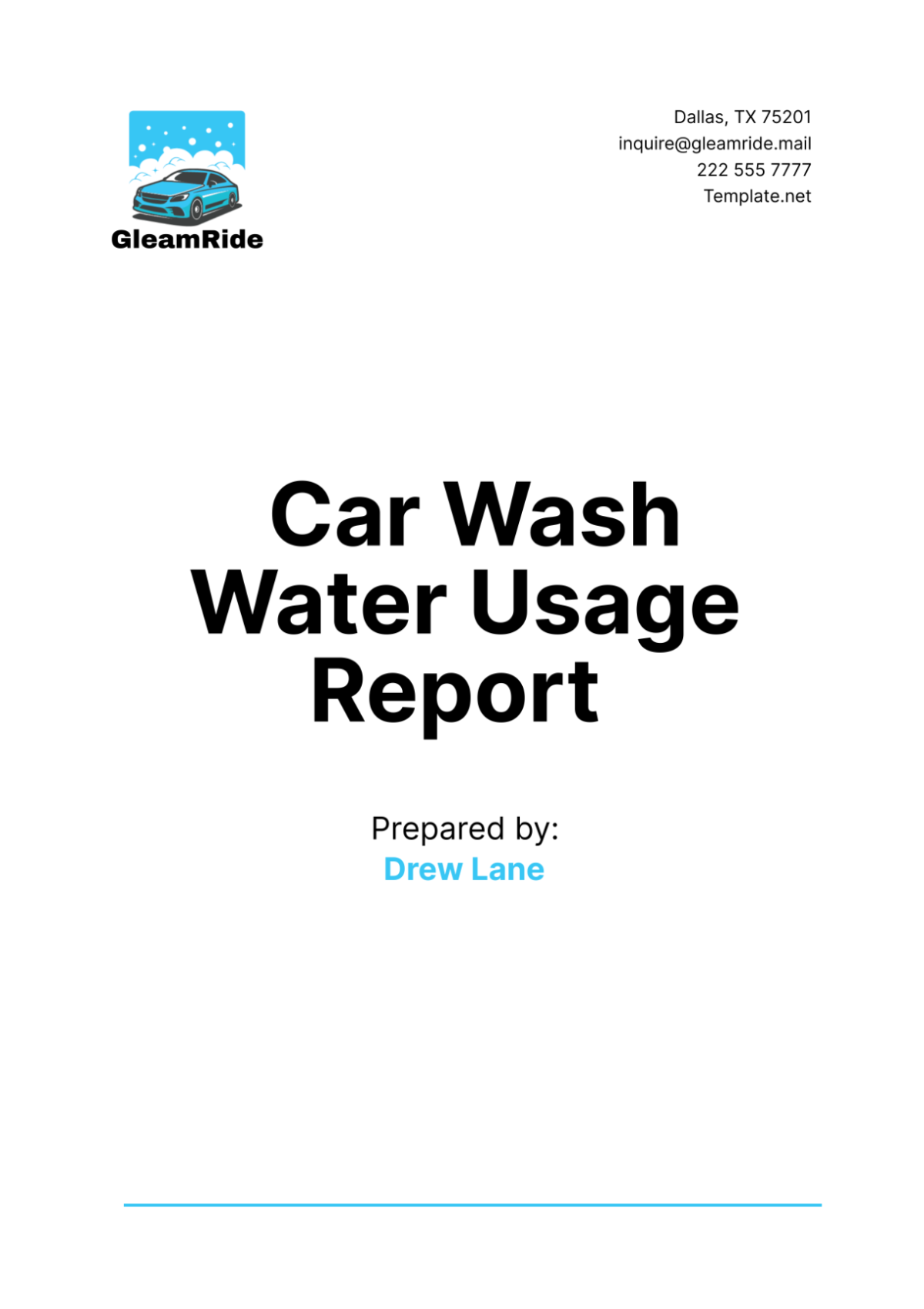 Car Wash Water Usage Report Template - Edit Online & Download