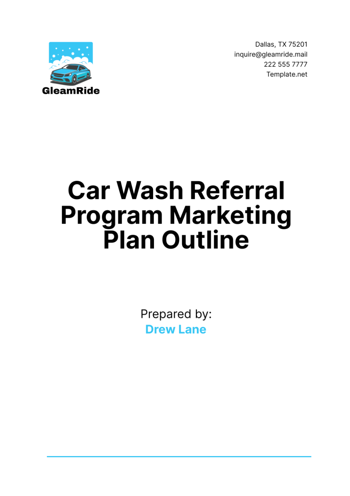 Car Wash Referral Program Marketing Plan Outline Template - Edit Online & Download