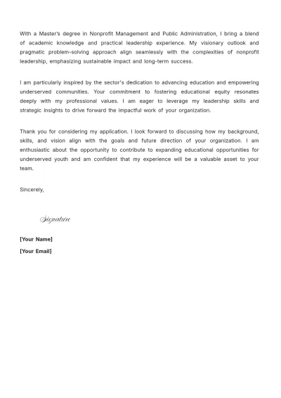 Free Nonprofit Executive Cover Letter to Edit Online