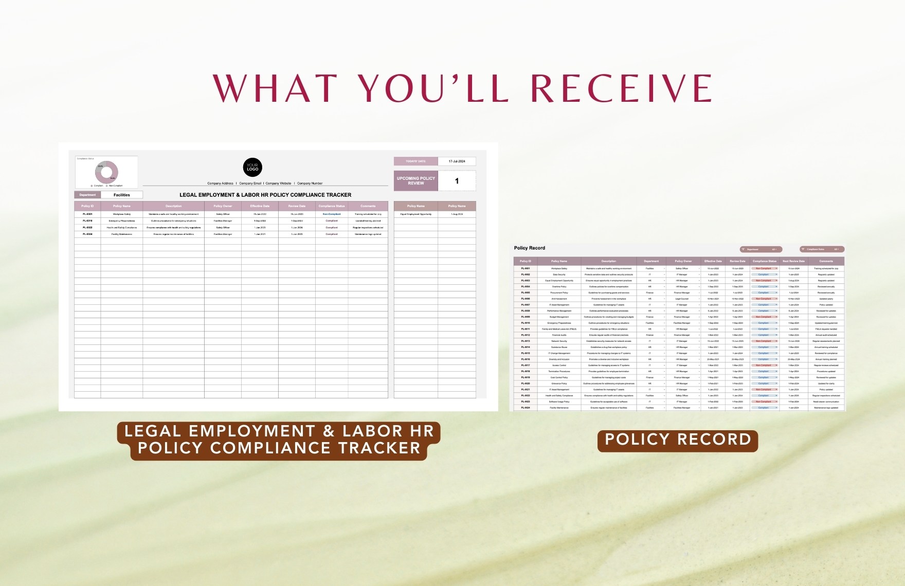 Legal Employment & Labor HR Policy Compliance Tracker Template