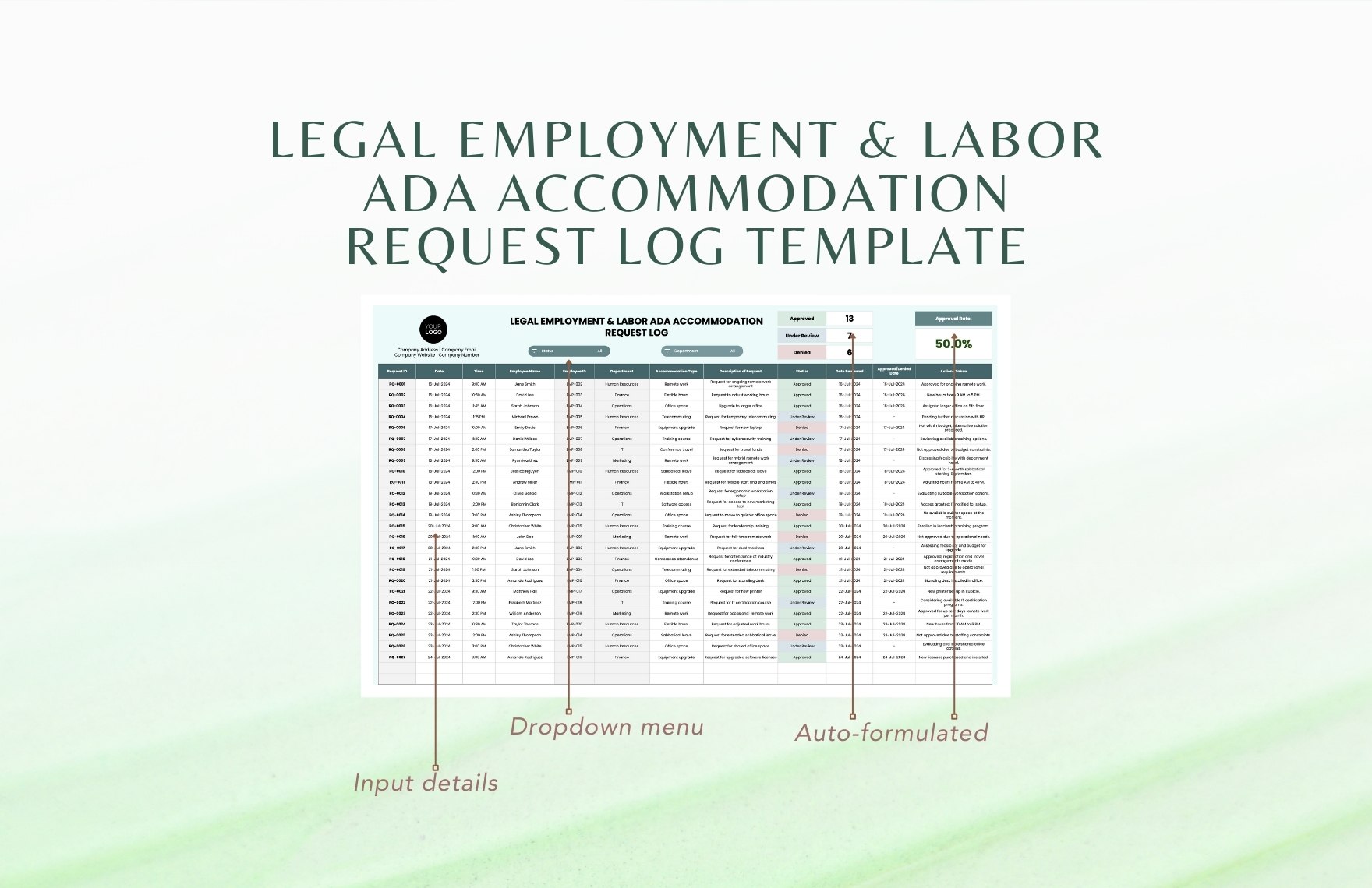 Legal Employment & Labor ADA Accommodation Request Log Template