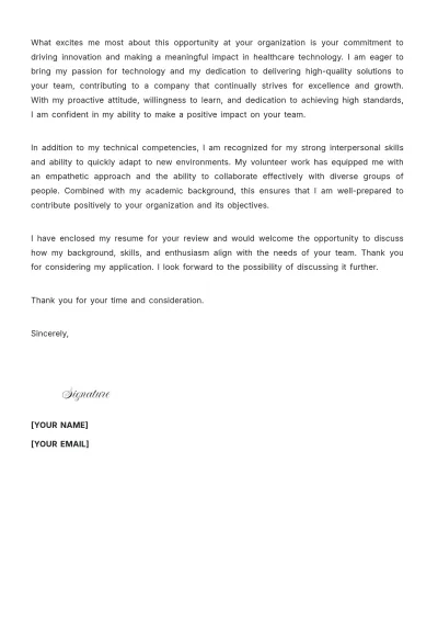 Free Entry-Level Email Cover Letter to Edit Online