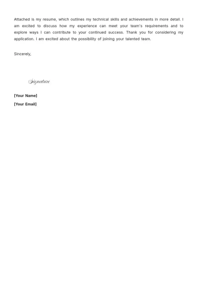 Free Email Cover Letter for Front-End Developer to Edit Online