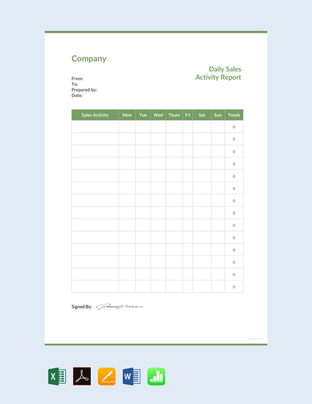 Daily Sales Call Report Template Free Download