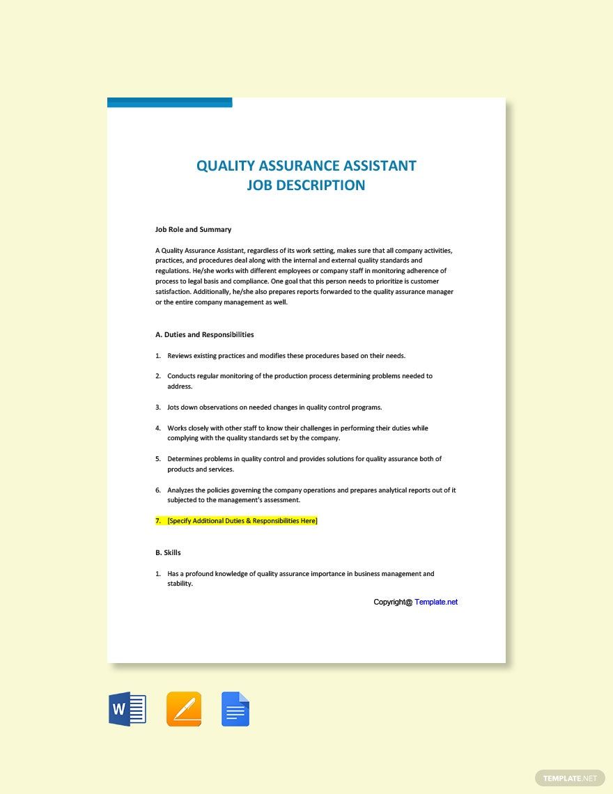 FREE Quality Assurance Template Download In Word Google Docs Excel 