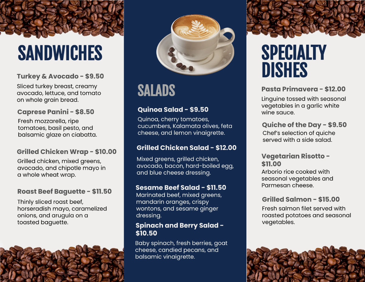 Free Cafe Food Brochure Template to Edit Online