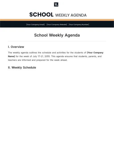 Free School Weekly Agenda Template to Edit Online