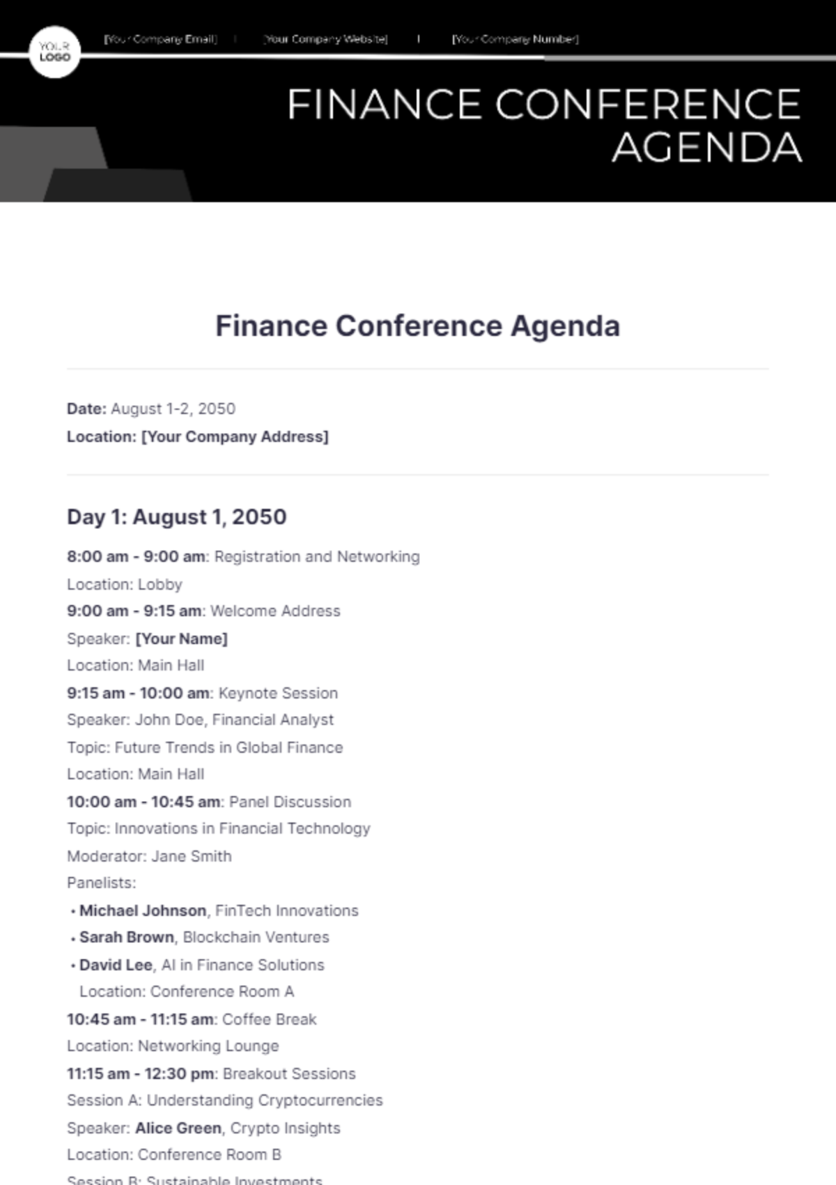 Page 3 Free Agenda Templates To Edit Online Print