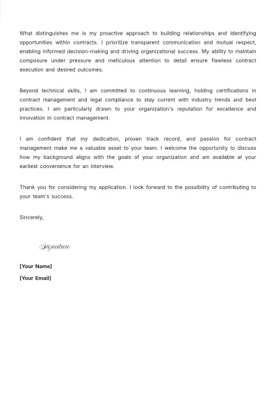 Free Contract Executive Cover Letter to Edit Online
