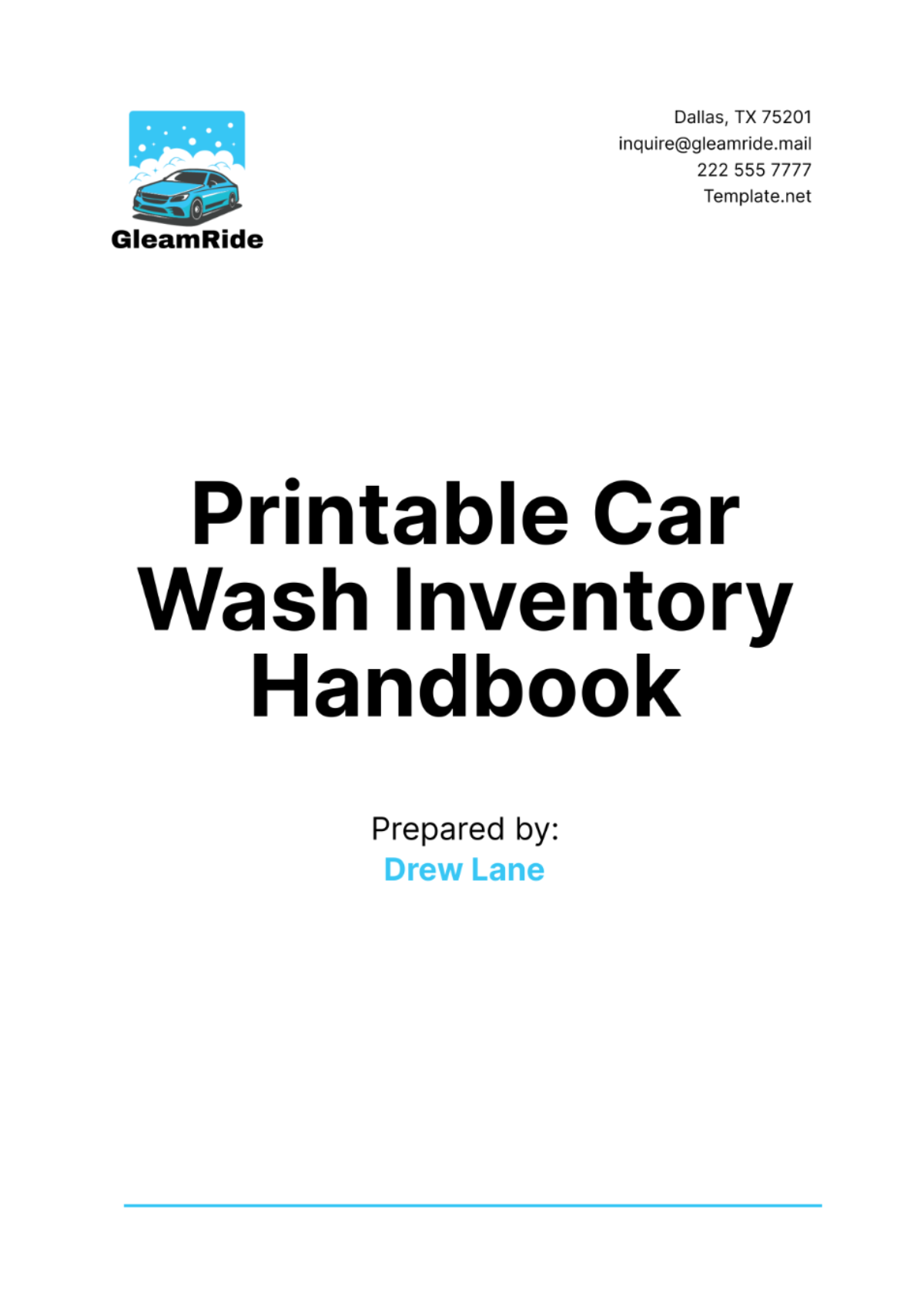 Printable Car Wash Inventory Handbook Template - Edit Online & Download