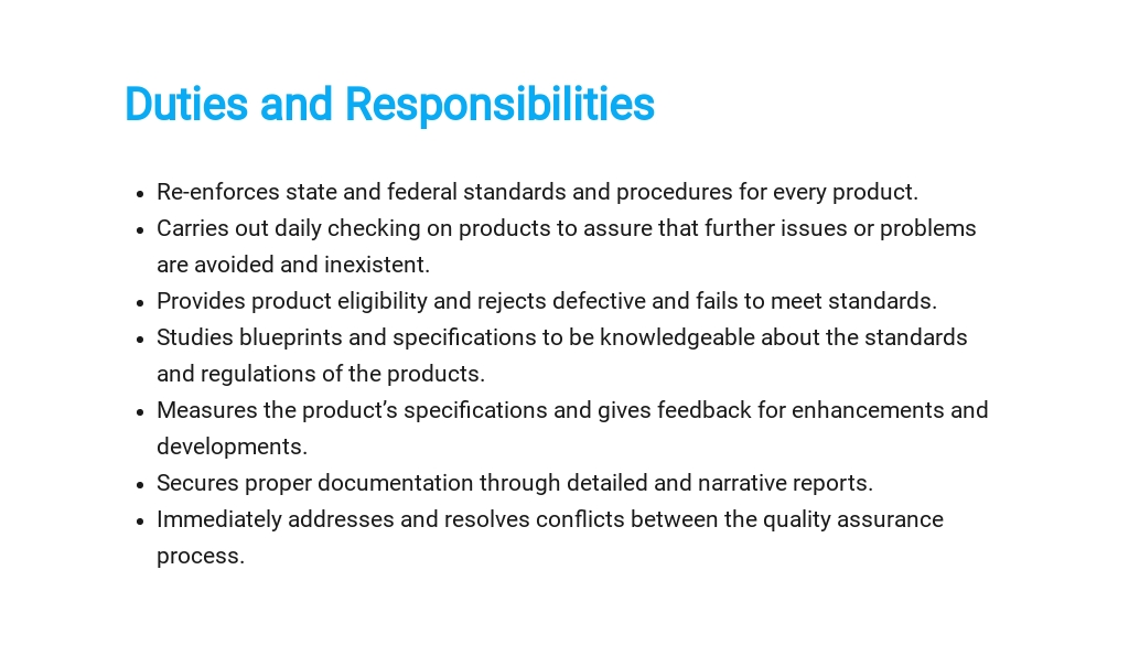 FREE Quality Assurance Inspector Job Description Template In Google