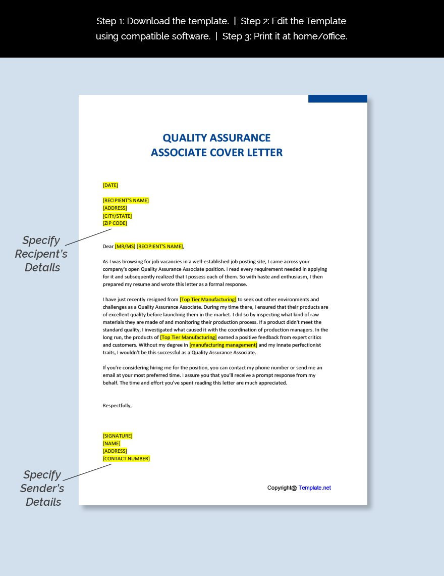 Quality Assurance Associate Cover Letter