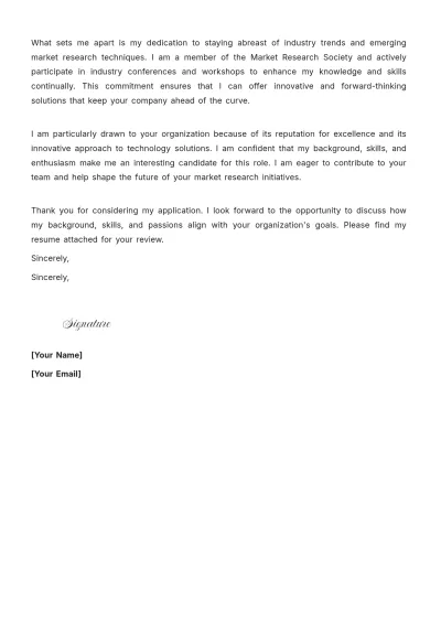 Free Market Research Executive Cover Letter to Edit Online