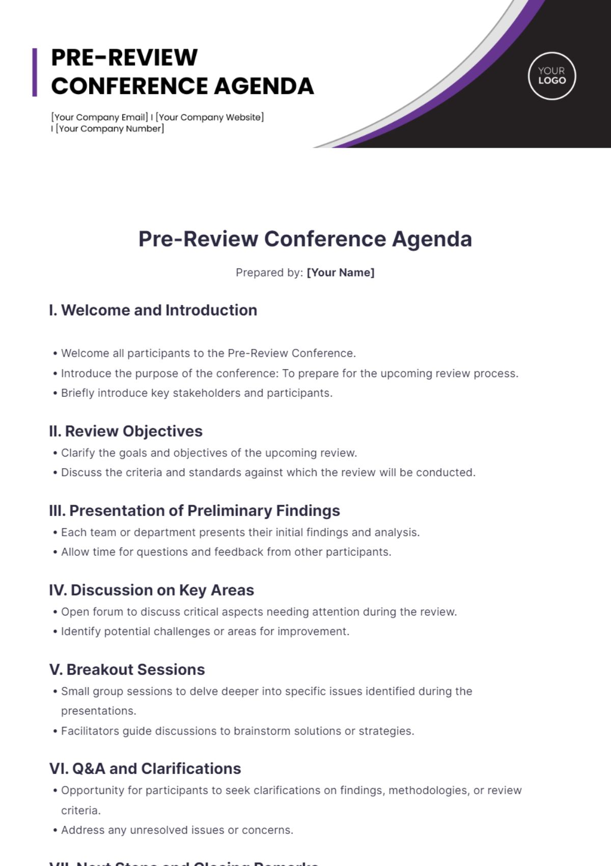 Page 3 Free Agenda Templates To Edit Online Print