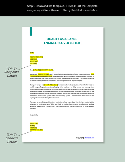 quality assurance associate cover letter