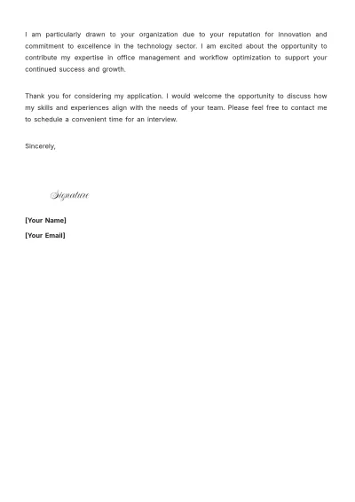 Free Office Workflow Email Cover Letter to Edit Online