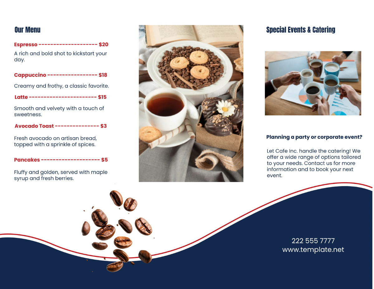 Free Cafe Trifold Brochure Template to Edit Online