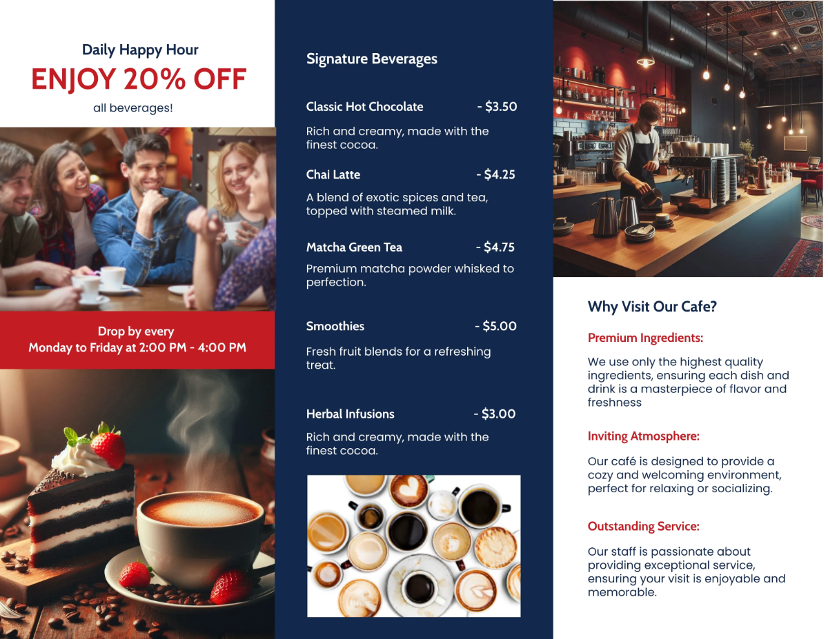 Free Cafe Business Brochure Template to Edit Online