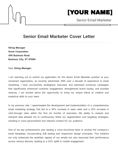 Free Senior Email Marketer Cover Letter to Edit Online