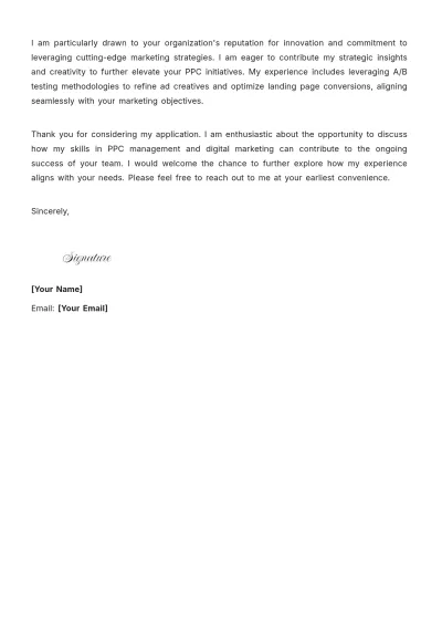 Free PPC Marketing Specialist Cover Letter to Edit Online