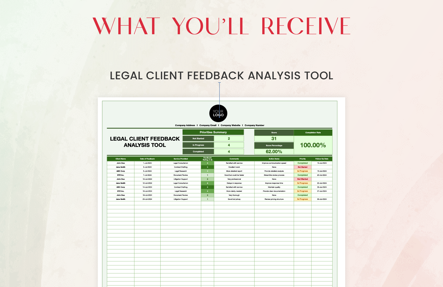 Legal Client Feedback Analysis Tool Template