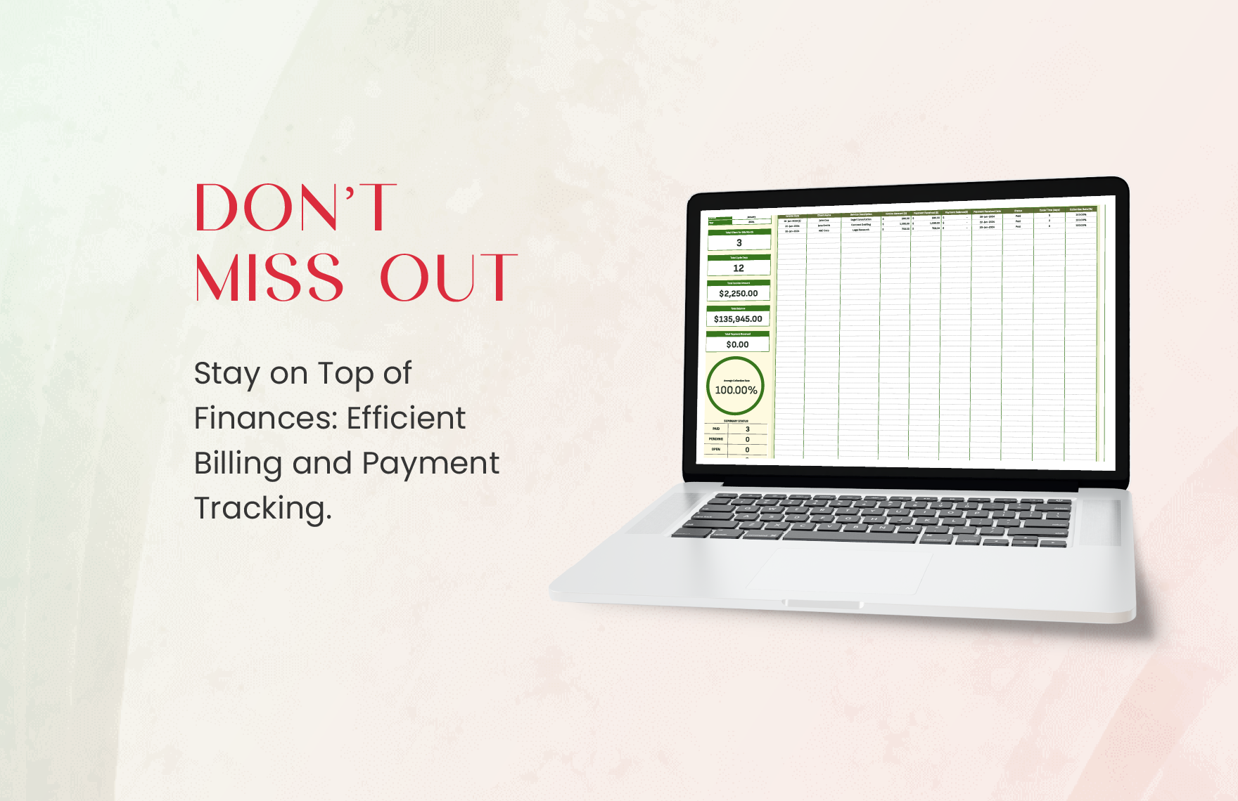 Legal Client Billing and Payment Tracker Template
