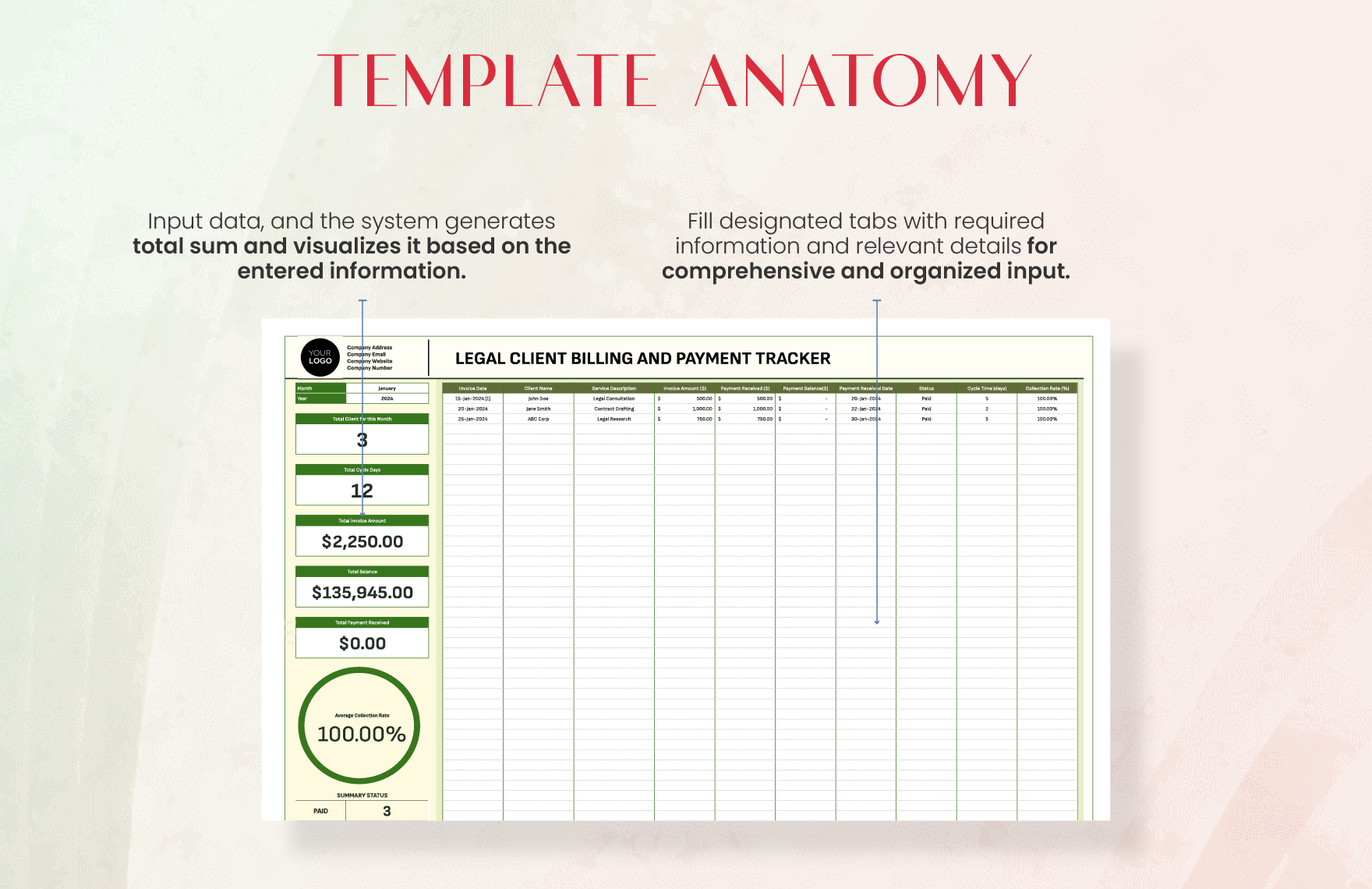 Legal Client Billing and Payment Tracker Template