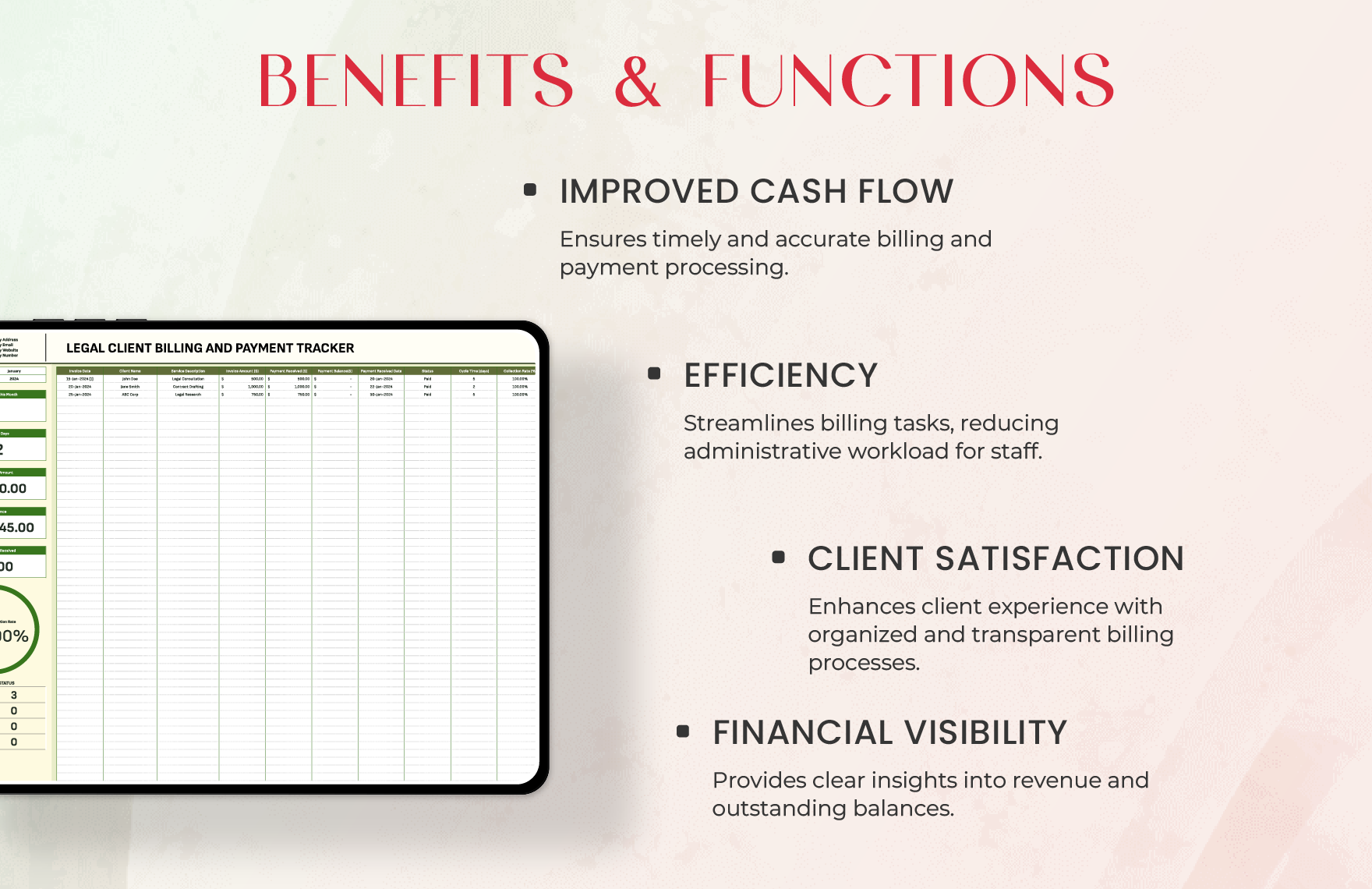 Legal Client Billing and Payment Tracker Template