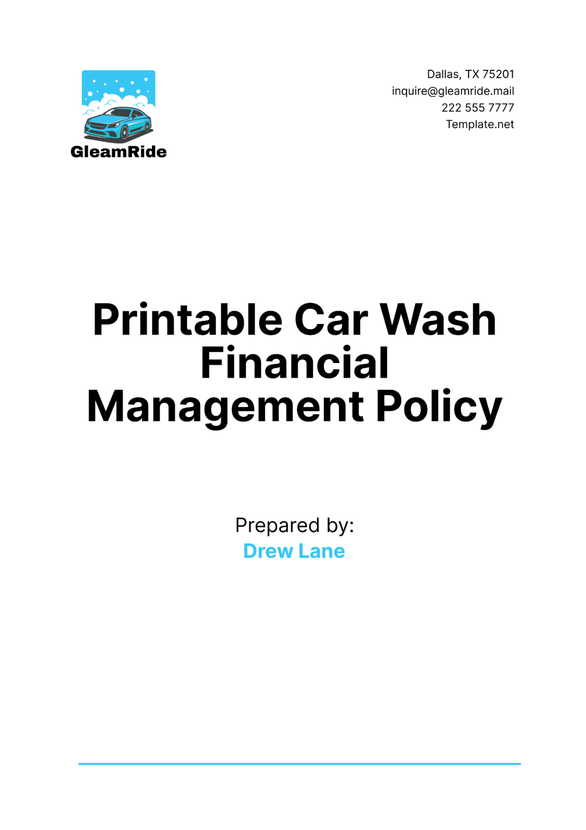 Printable Car Wash Financial Management Policy Template - Edit Online & Download