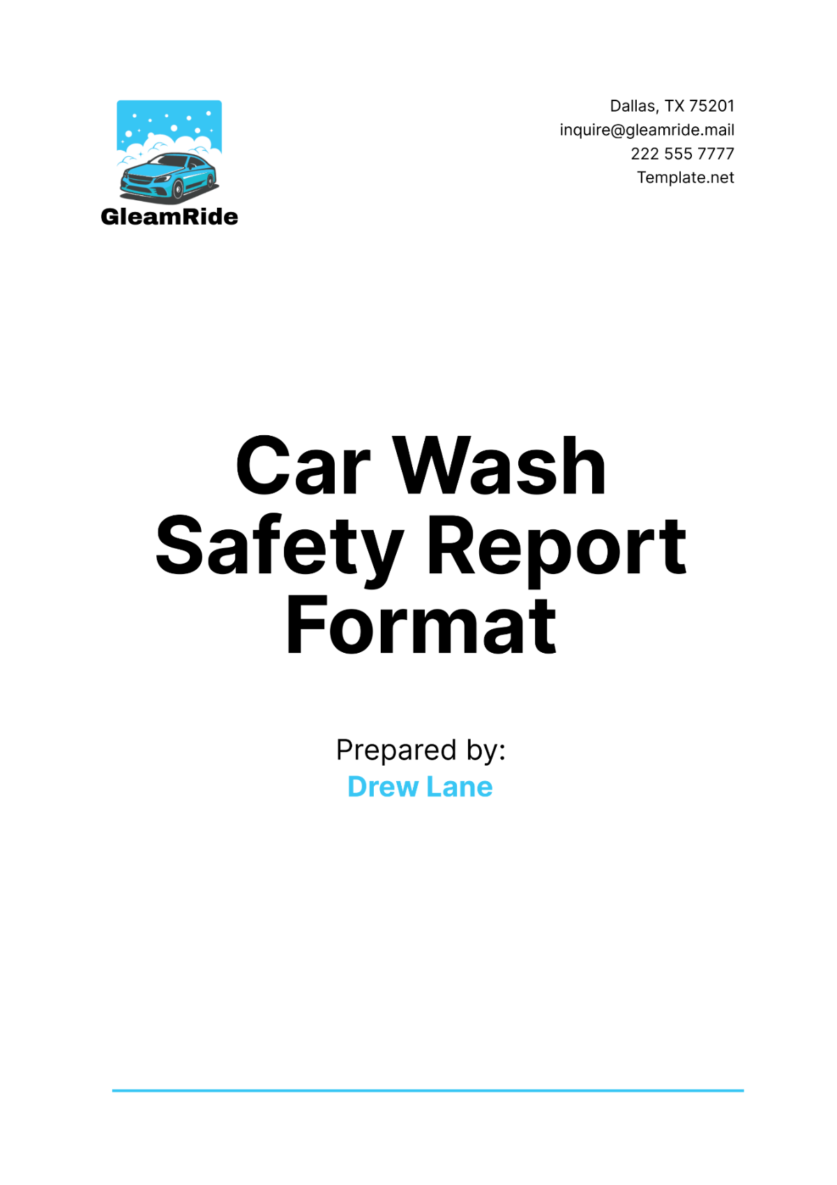 Car Wash Safety Report Format Template - Edit Online & Download