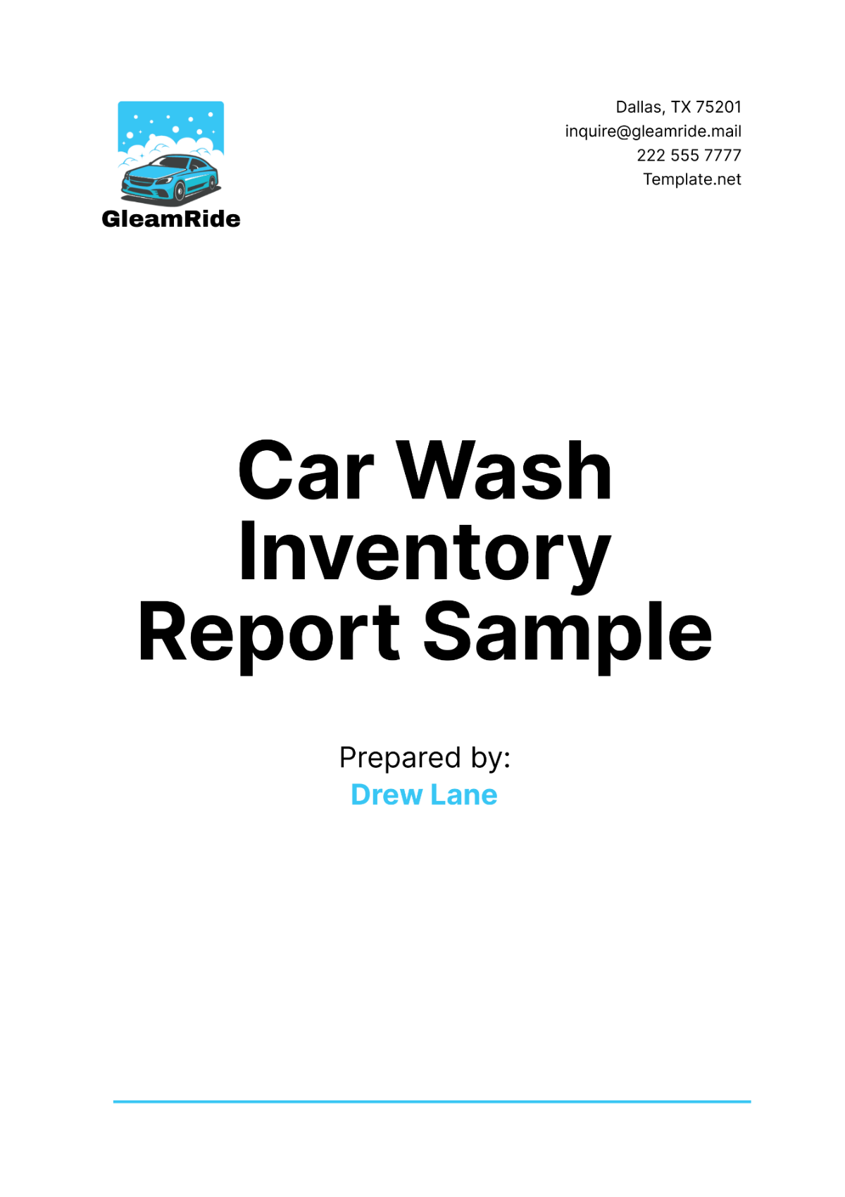 Car Wash Inventory Report Sample Template - Edit Online & Download