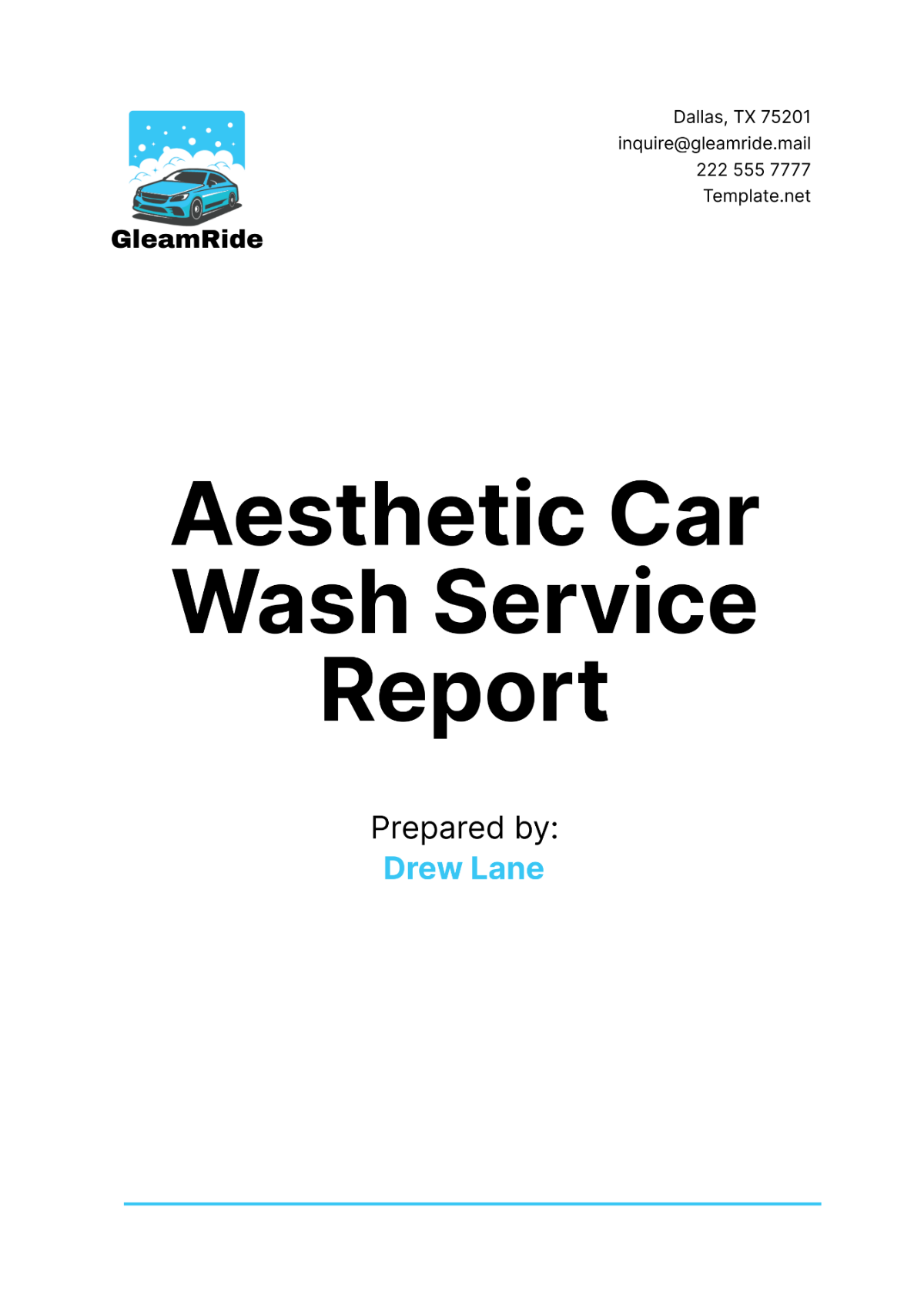 Aesthetic Car Wash Service Report Template - Edit Online & Download