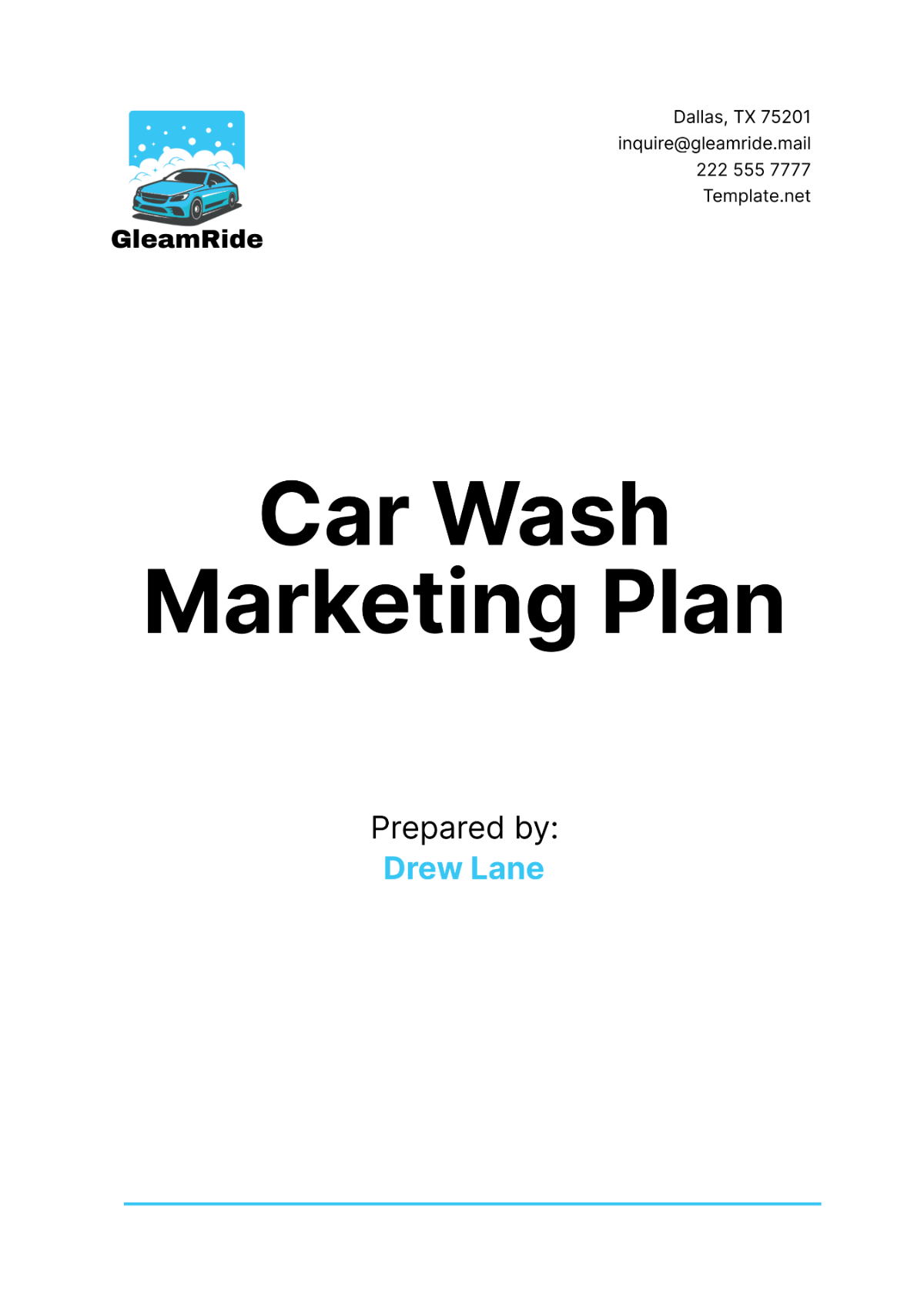 Car Wash Marketing Plan Template - Edit Online & Download