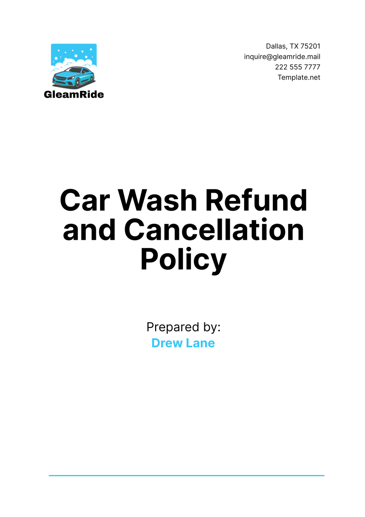 Car Wash Refund and Cancellation Policy Template - Edit Online & Download